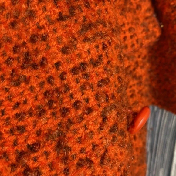 Vintage Woman’s Di Vinci By Roberto California Orange Knit Buttoned Down Coat - Picture 11 of 13